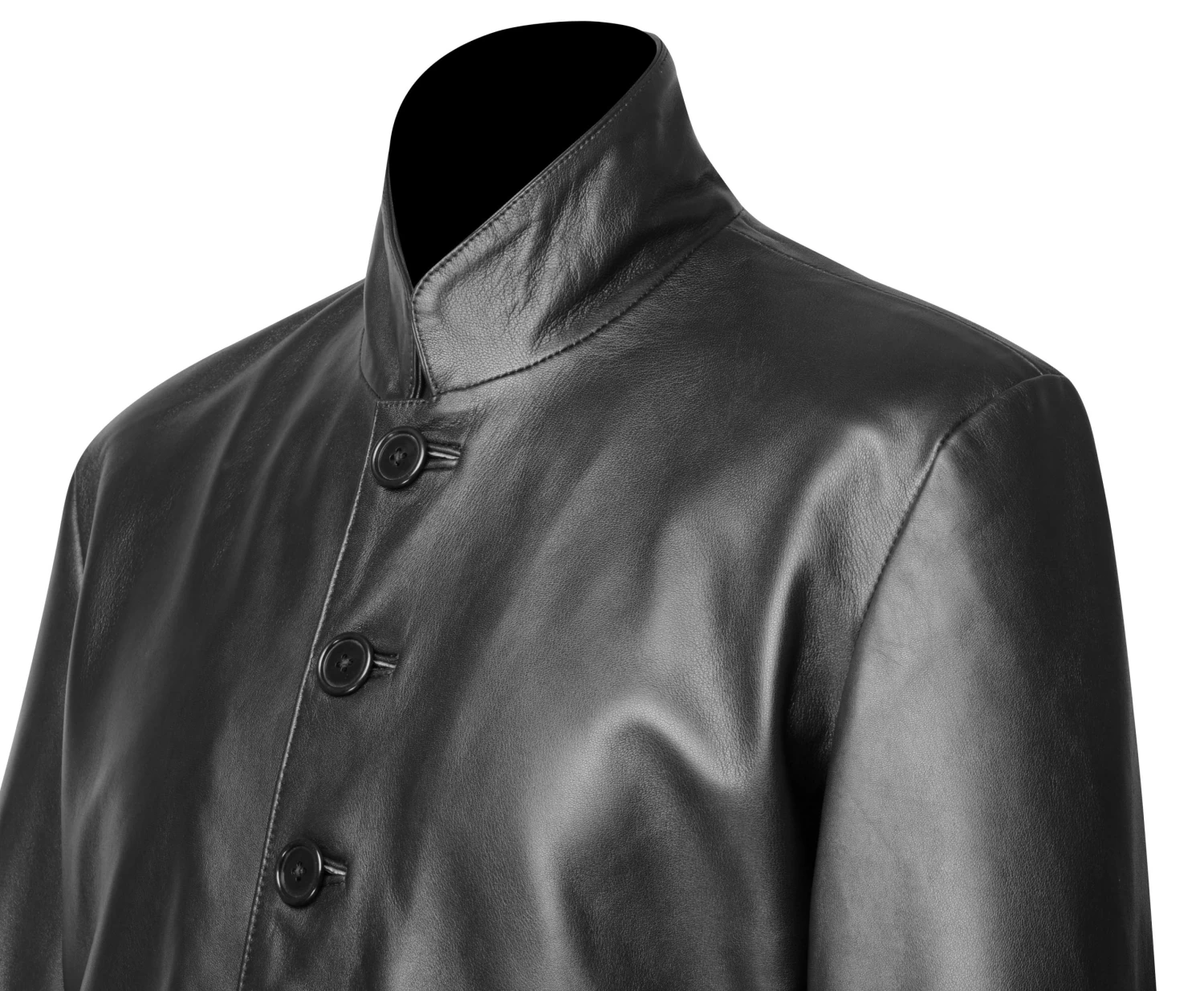 Gilbert Black Round Collar Black Long Coat 5 Gilbert Black Round Collar Black Long Coat - Image 3