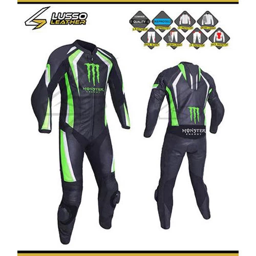 Monster Green And Black Motorcycle Leather Suit 3 Monster Green And Black Motorcycle Leather Suit