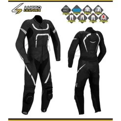 Nevaeh's Black And White Motorcycle Leather Suit