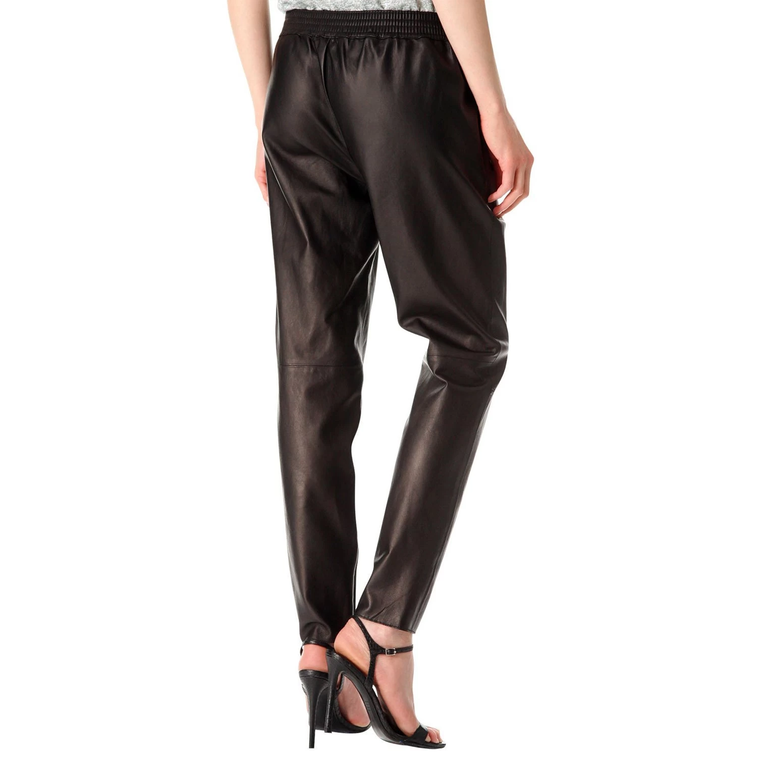 Brown Leather Pants With Elastic Waist (style #5) 4 Brown Leather Pants With Elastic Waist (style #5) - Image 2