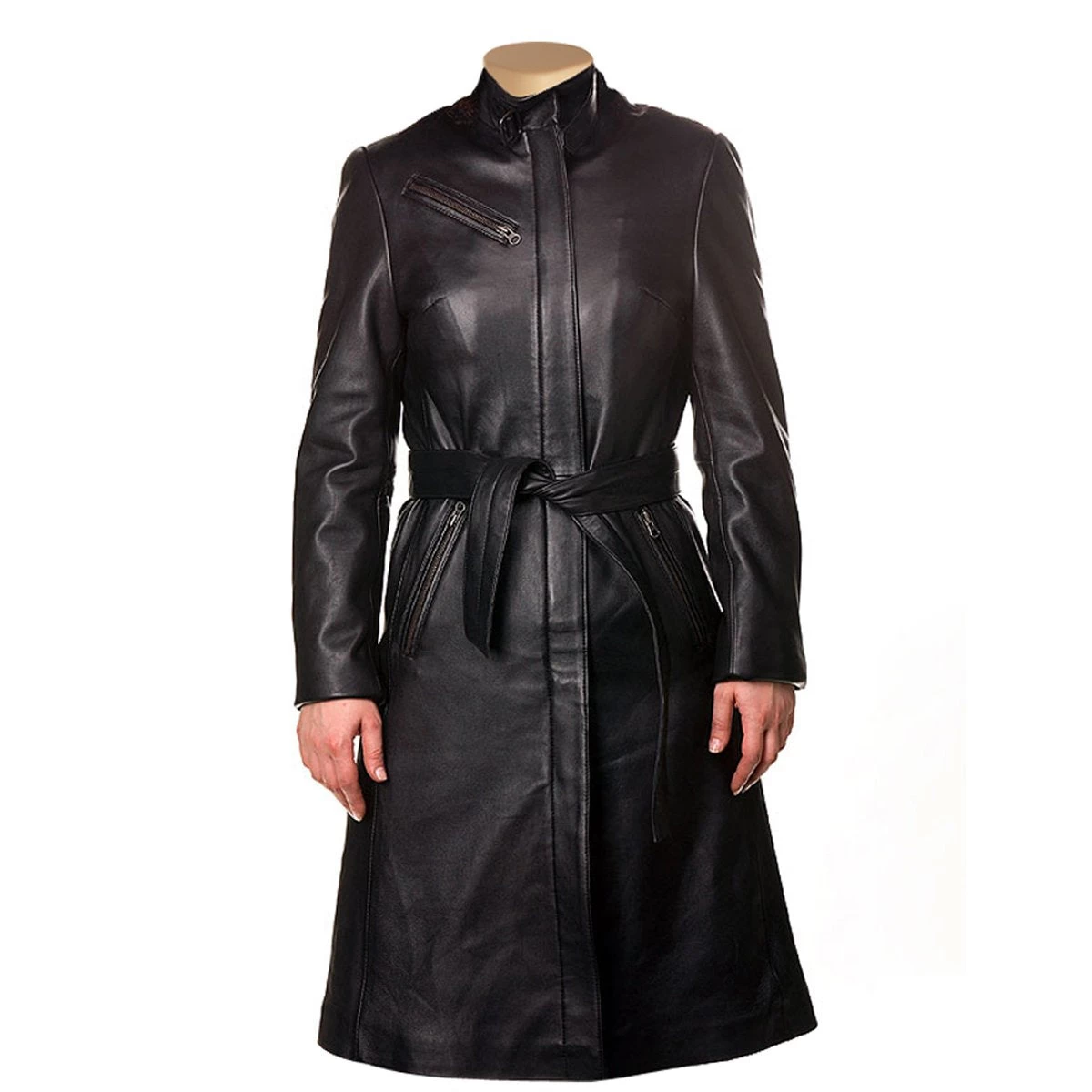 Womens Belinda 3/4 Length Leather Trench Coat 4 Womens Belinda 3/4 Length Leather Trench Coat - Image 2