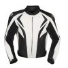 Black And White Motorycle Jacket With Armor Protection -Leather Clothing Store 160