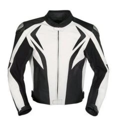 Black And White Motorycle Jacket With Armor Protection