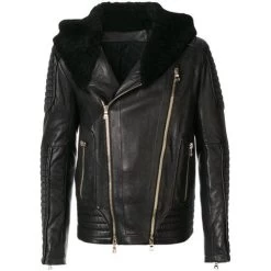 Sundown Biker Jacket With Fur Hoodie