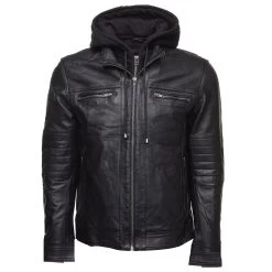 Wilder Black Leather Jacket With Removable Hoodie 14 Wilder Black Leather Jacket With Removable Hoodie -Leather Clothing Store 17 5