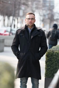 Black Wool 3/4 Length Trench Coat -Leather Clothing Store 180322 057 review