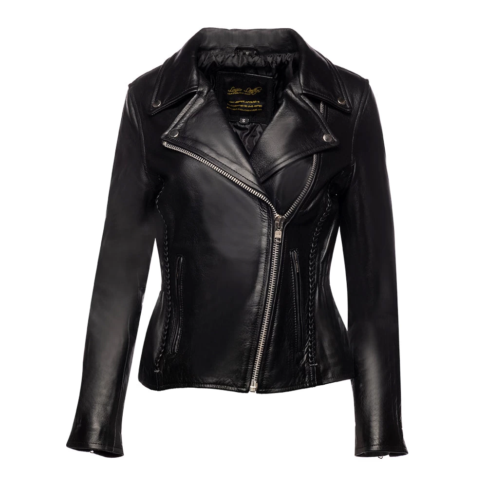 Anna Biker Heavy Leather Jacket With Braiding 3 Anna Biker Heavy Leather Jacket With Braiding