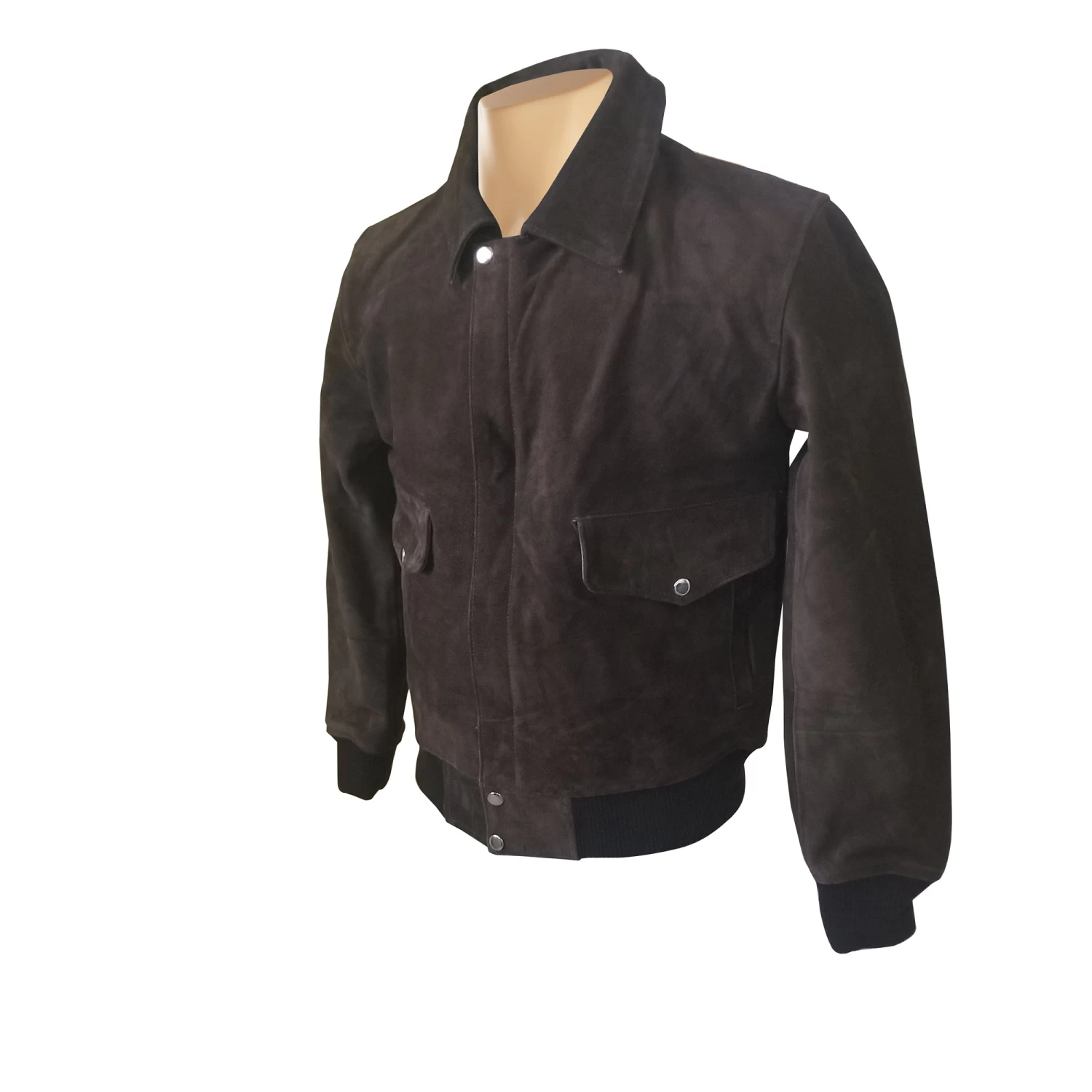 Bernard's Dark Brown Bomber Style Leather Jacket 4 Bernard's Dark Brown Bomber Style Leather Jacket - Image 2