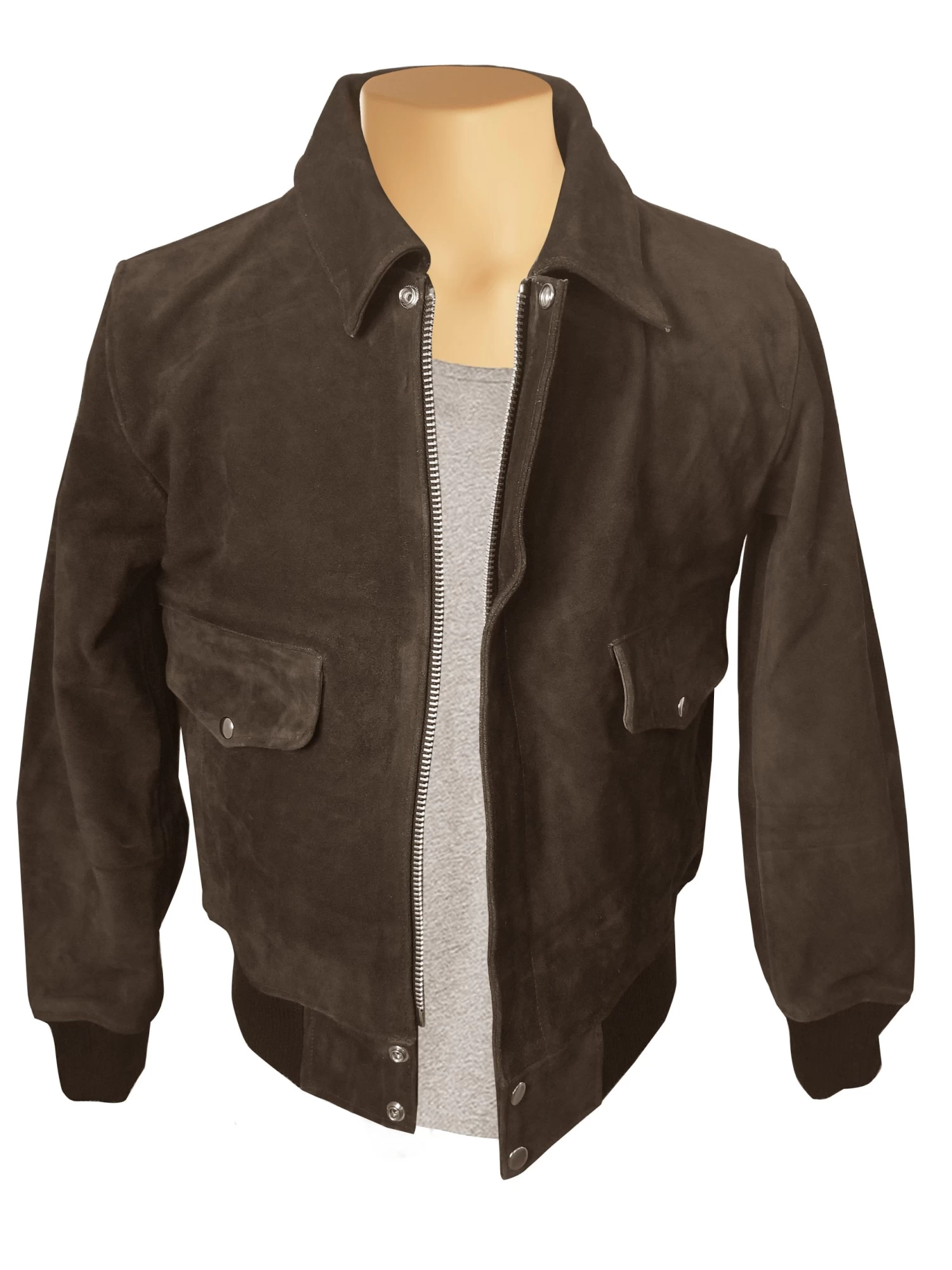 Bernard's Dark Brown Bomber Style Leather Jacket 6 Bernard's Dark Brown Bomber Style Leather Jacket - Image 4