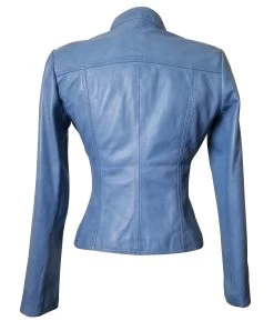 Erna Sky Blue Leather Jacket With Stretch Ribbing 10 Erna Sky Blue Leather Jacket With Stretch Ribbing -Leather Clothing Store 20190429 150947
