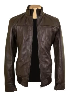 Brown Leather Jacket With Straight Ribbed Collar, Cuffs And Hem 11 Brown Leather Jacket With Straight Ribbed Collar, Cuffs And Hem -Leather Clothing Store 20190903 010023 min