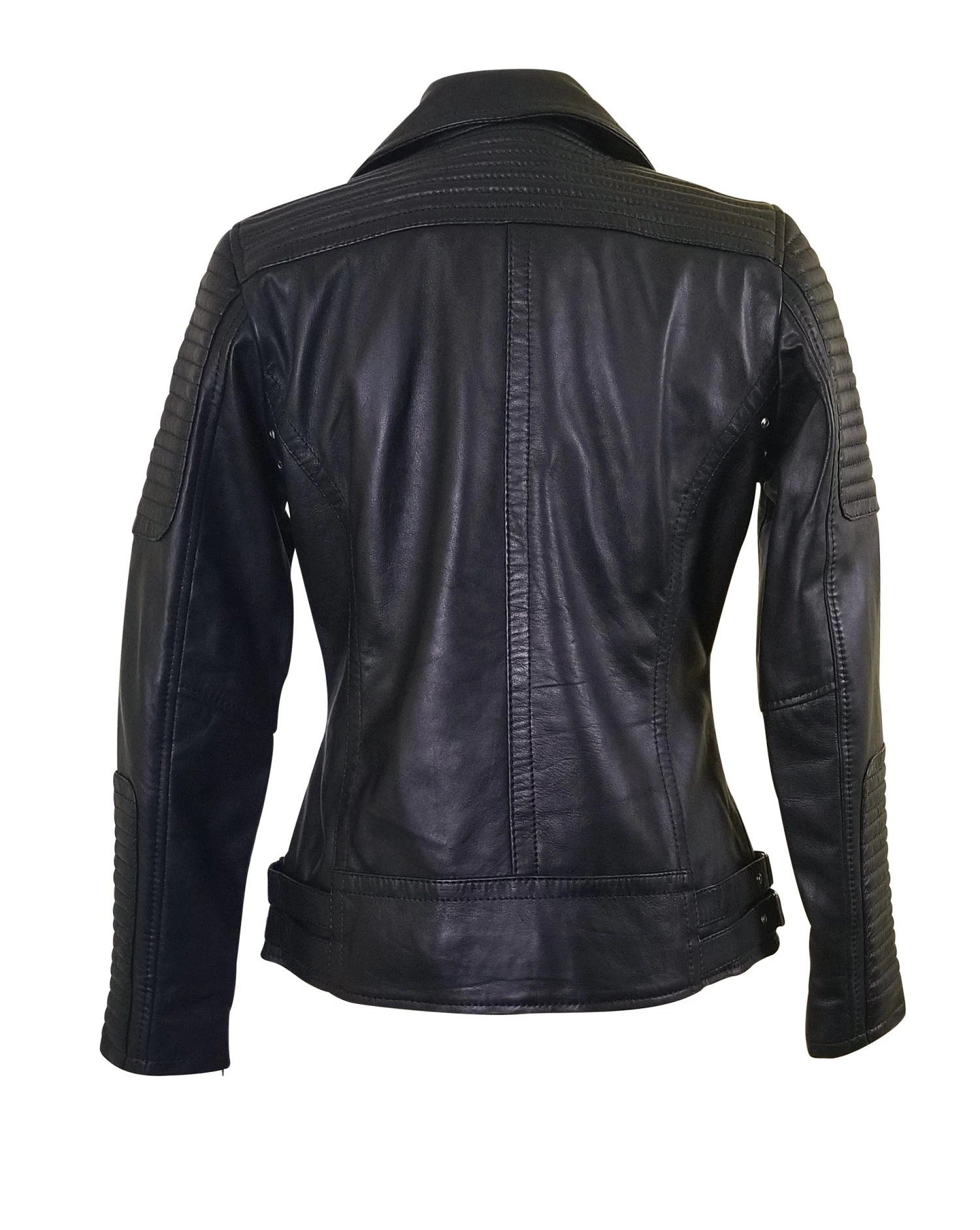 Michaela Biker Style Leather Jacket With Snap Button Closure 5 Michaela Biker Style Leather Jacket With Snap Button Closure - Image 3