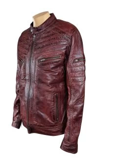 Charley Ellwood's Moto Style Burnished Burgundy Leather Jacket -Leather Clothing Store 20200518 215940
