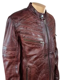 Charley Ellwood's Moto Style Burnished Burgundy Leather Jacket -Leather Clothing Store 20200518 220009