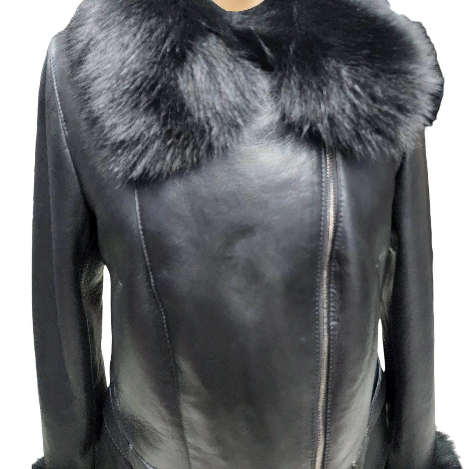 Petra Women's Shearling Coat With Removable Fox Fur Trim 7 Petra Women's Shearling Coat With Removable Fox Fur Trim - Image 5