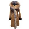 Chantal's Tan Shearling Coat With Large Fox Fur Hoodie And Trim -Leather Clothing Store 20220610 153350