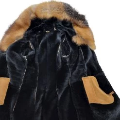 Chantal's Tan Shearling Coat With Large Fox Fur Hoodie And Trim -Leather Clothing Store 20220610 153532