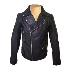 Brett's Biker Style Leather Jacket With Stretchy Leather