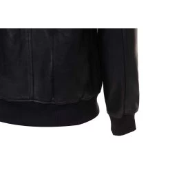 Black Leather Jacket With Straight Ribbed Collar -Leather Clothing Store 21 5 2ccd8bd1 2a08 4ec0 8cb2 626052547dc6