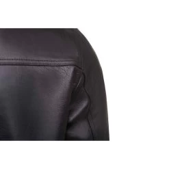 Black Leather Jacket With Straight Ribbed Collar -Leather Clothing Store 21 7 bd30a7ba c74d 4bfb 98ec f0156486a0b7
