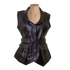 Teejays Stylish Leather Vest With Waist Belt