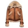 Kristy Vintage Cognac Womens Crop Shearling Bomber Jacket 1 Kristy Vintage Cognac Womens Crop Shearling Bomber Jacket -Leather Clothing Store 22 8 30 008
