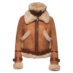 Kristy Vintage Cognac Womens Crop Shearling Bomber Jacket 16 Kristy Vintage Cognac Womens Crop Shearling Bomber Jacket -Leather Clothing Store 22 8 30 009