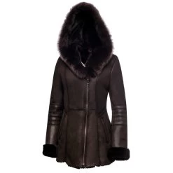 Ayva's Brown Shearling Coat 11 Ayva's Brown Shearling Coat -Leather Clothing Store 22 8 30 022