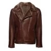 Mateo Brown Biker Bomber Shearling Jacket With Lapels -Leather Clothing Store 22 8 30 062