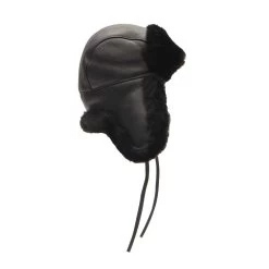 B-3 Sheepskin Shearling Black Aviator Hat 16 B-3 Sheepskin Shearling Black Aviator Hat -Leather Clothing Store 22 8 30 109