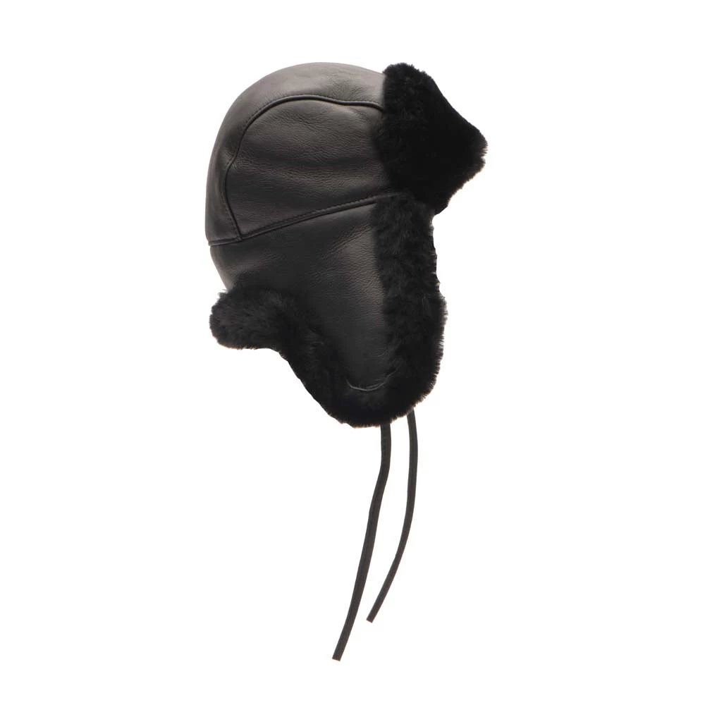 B-3 Sheepskin Shearling Black Aviator Hat 8 B-3 Sheepskin Shearling Black Aviator Hat - Image 7