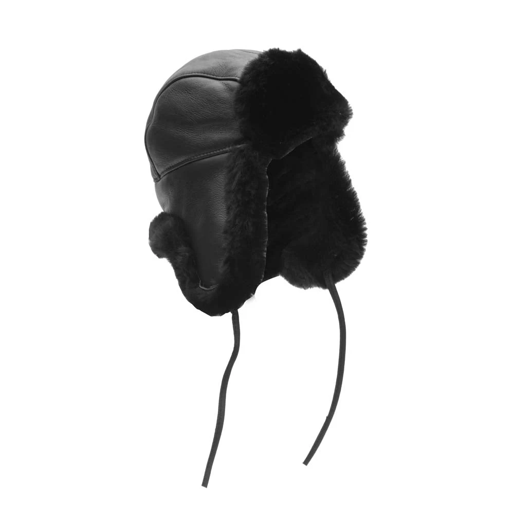 B-3 Sheepskin Shearling Black Aviator Hat 9 B-3 Sheepskin Shearling Black Aviator Hat - Image 8