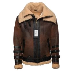 Richard's Vintage Distressed Brown Aviator Bomber Shearling Jacket 16 Richard's Vintage Distressed Brown Aviator Bomber Shearling Jacket -Leather Clothing Store 23 01 30 003