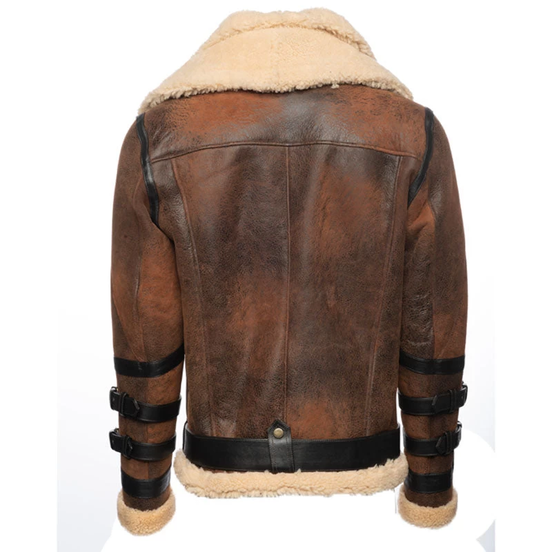 Richard's Vintage Distressed Brown Aviator Bomber Shearling Jacket 6 Richard's Vintage Distressed Brown Aviator Bomber Shearling Jacket - Image 4