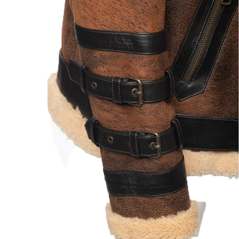 Richard's Vintage Distressed Brown Aviator Bomber Shearling Jacket 9 Richard's Vintage Distressed Brown Aviator Bomber Shearling Jacket - Image 7