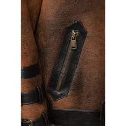 Richard's Vintage Distressed Brown Aviator Bomber Shearling Jacket 19 Richard's Vintage Distressed Brown Aviator Bomber Shearling Jacket -Leather Clothing Store 23 01 30 007