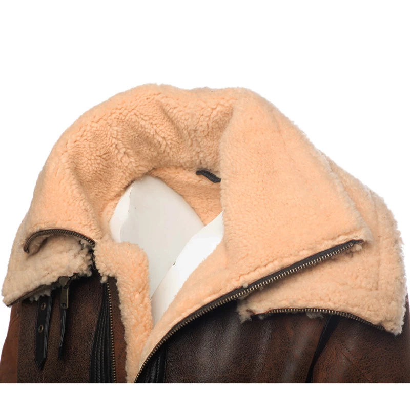 Richard's Vintage Distressed Brown Aviator Bomber Shearling Jacket 12 Richard's Vintage Distressed Brown Aviator Bomber Shearling Jacket - Image 10