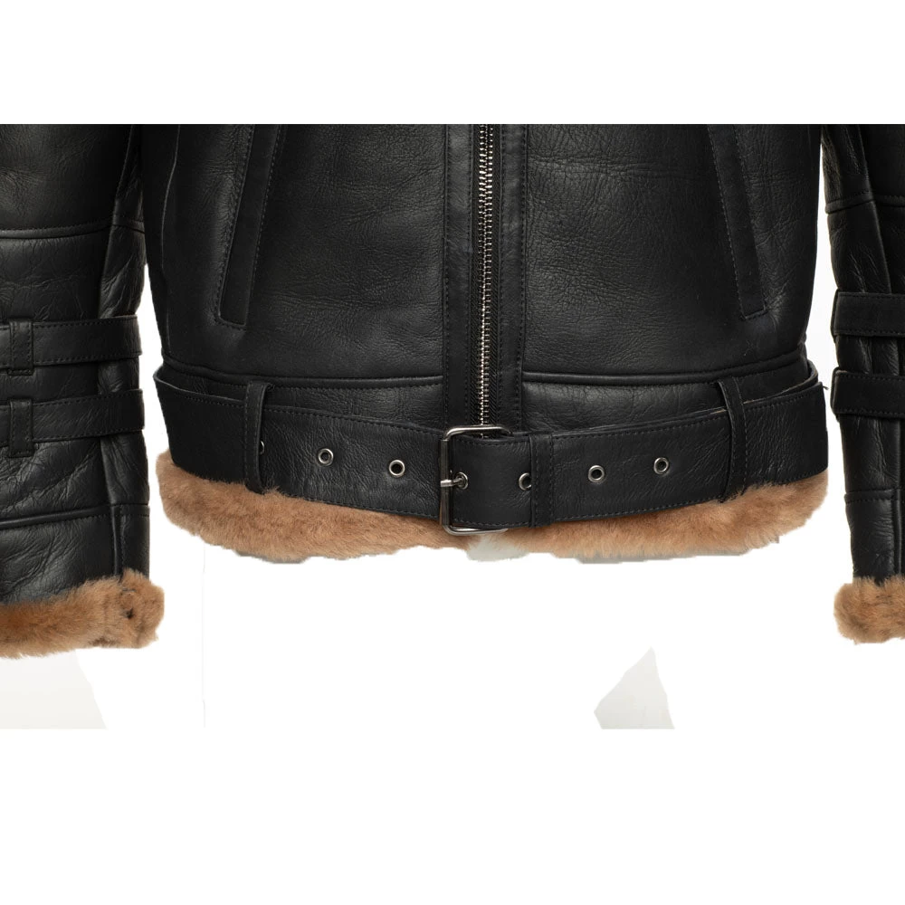 Viktor's Black Aviator Bomber Shearling Jacket 9 Viktor's Black Aviator Bomber Shearling Jacket - Image 7