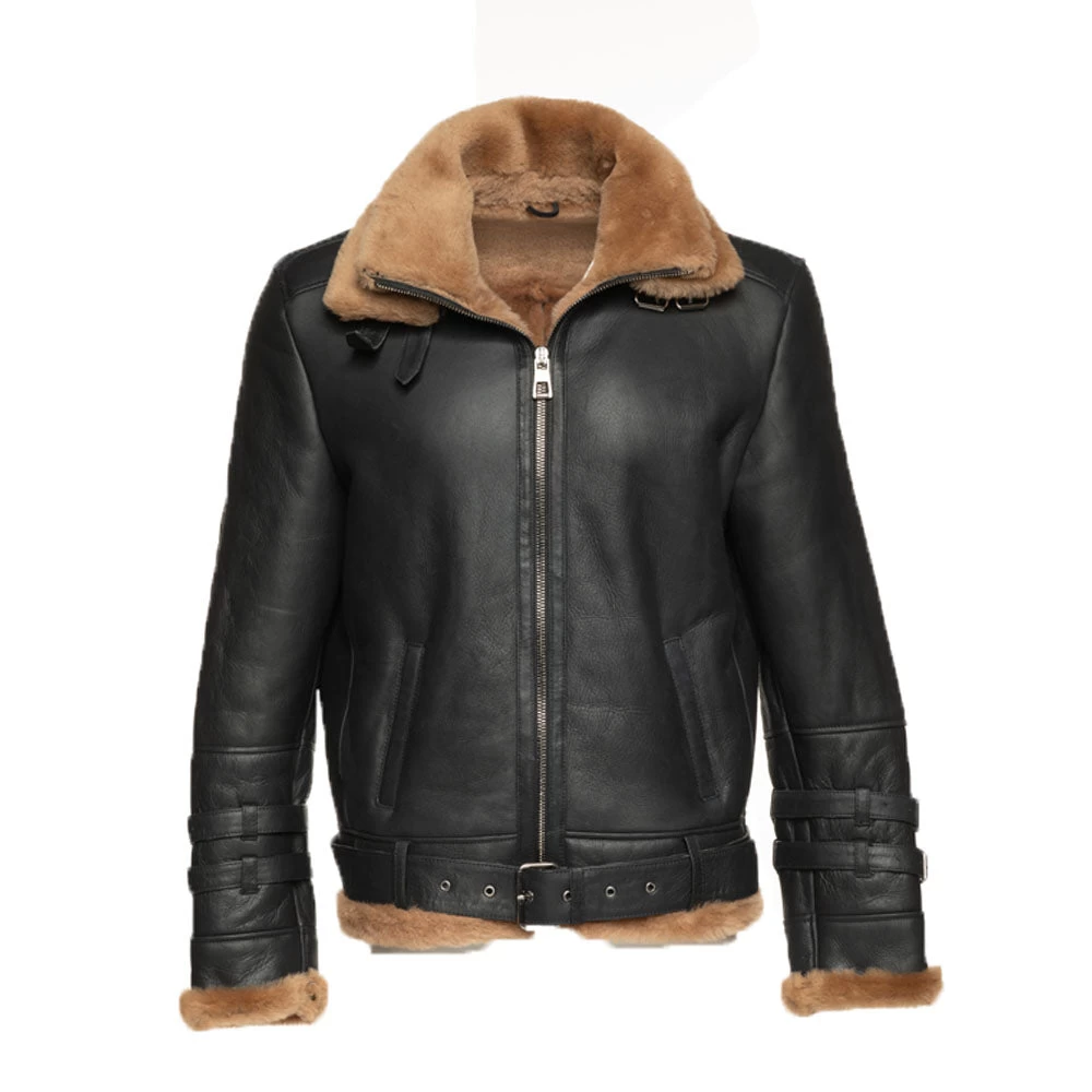Viktor's Black Aviator Bomber Shearling Jacket 3 Viktor's Black Aviator Bomber Shearling Jacket