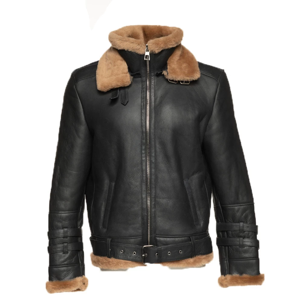 Viktor's Black Aviator Bomber Shearling Jacket 5 Viktor's Black Aviator Bomber Shearling Jacket - Image 3