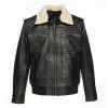 Alaric Black Bomber Jacket With Shearling Collar -Leather Clothing Store 23 8 9 055