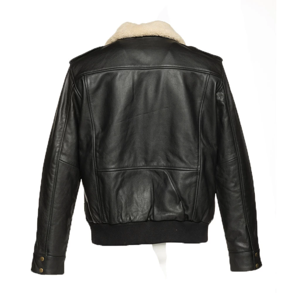 Alaric Black Bomber Jacket With Shearling Collar 4 Alaric Black Bomber Jacket With Shearling Collar - Image 2