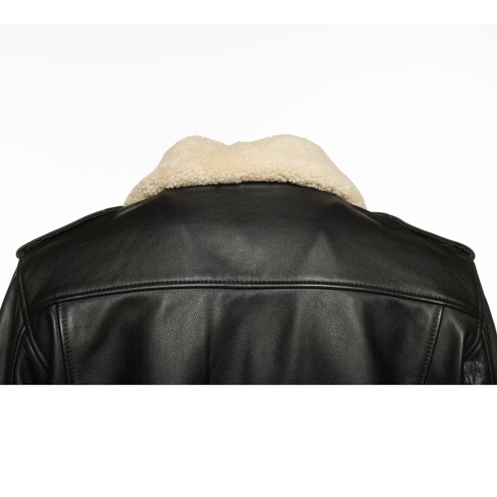 Alaric Black Bomber Jacket With Shearling Collar 5 Alaric Black Bomber Jacket With Shearling Collar - Image 3