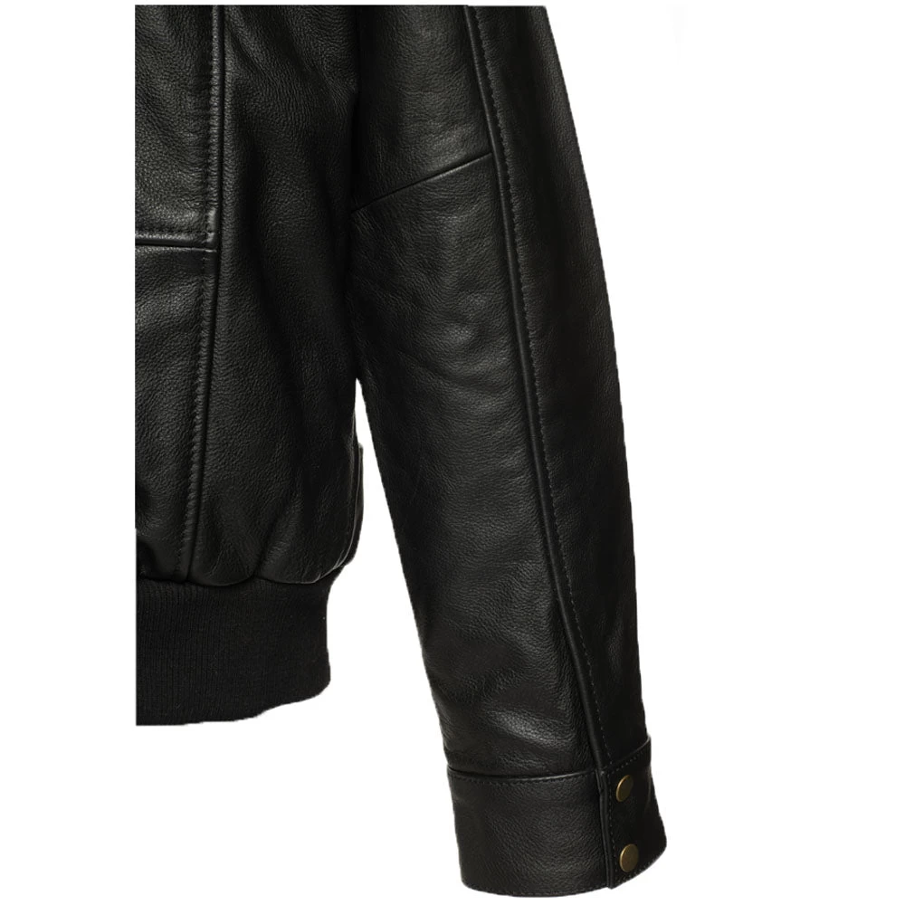 Alaric Black Bomber Jacket With Shearling Collar 6 Alaric Black Bomber Jacket With Shearling Collar - Image 4