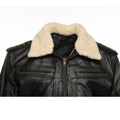Alaric Black Bomber Jacket With Shearling Collar 13 Alaric Black Bomber Jacket With Shearling Collar -Leather Clothing Store 23 8 9 061