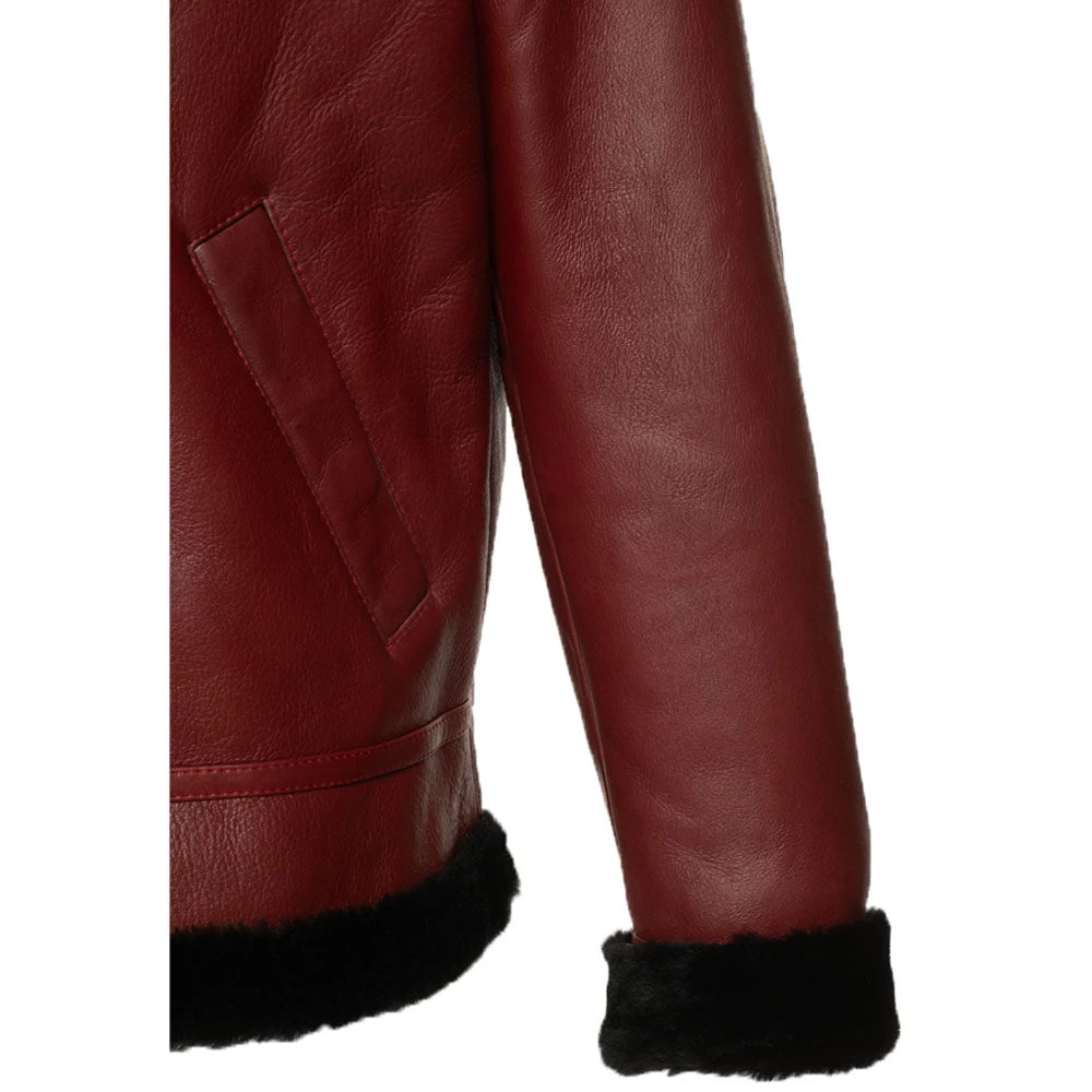 Aurelius Burgundy B3 Bomber Shearling Jacket 9 Aurelius Burgundy B3 Bomber Shearling Jacket - Image 7