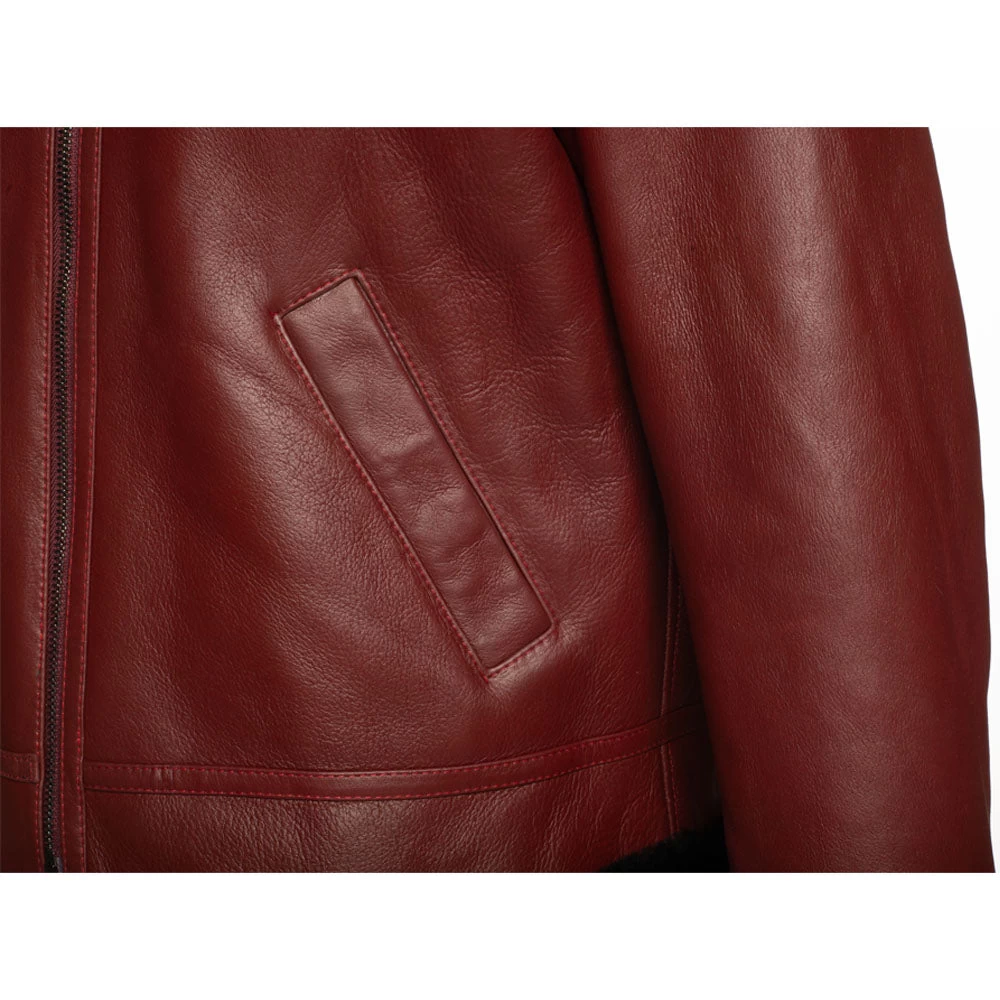 Aurelius Burgundy B3 Bomber Shearling Jacket 10 Aurelius Burgundy B3 Bomber Shearling Jacket - Image 8