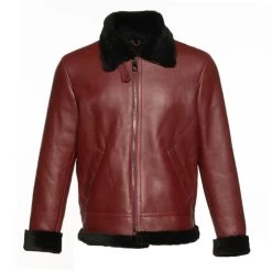 Aurelius Burgundy B3 Bomber Shearling Jacket