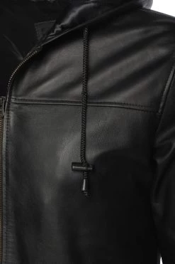 Jayden Black Leather Jacket Hoodie -Leather Clothing Store 24 03 27 033