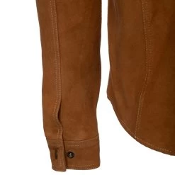 Tan Suede Leather Shirt 12 Tan Suede Leather Shirt -Leather Clothing Store 24 03 27 046